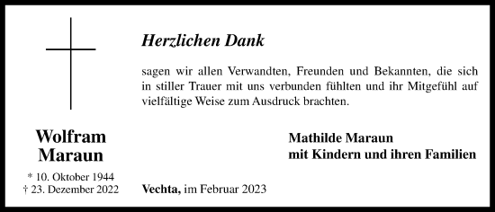 Anzeige von Wolfram Maraun von OM-Medien