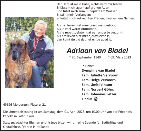 Anzeige von Adriaan van Bladel von OM-Medien