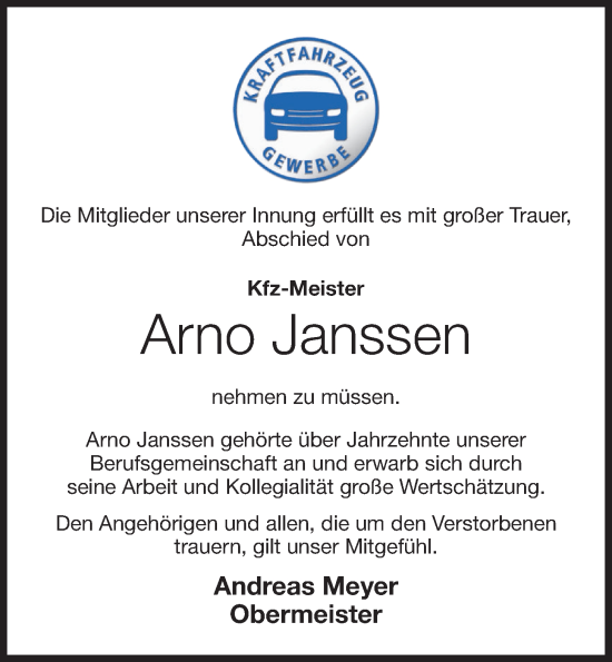 Anzeige von Arno Janssen von OM-Medien