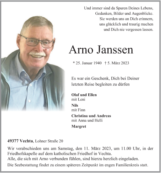 Anzeige von Arno Janssen von OM-Medien
