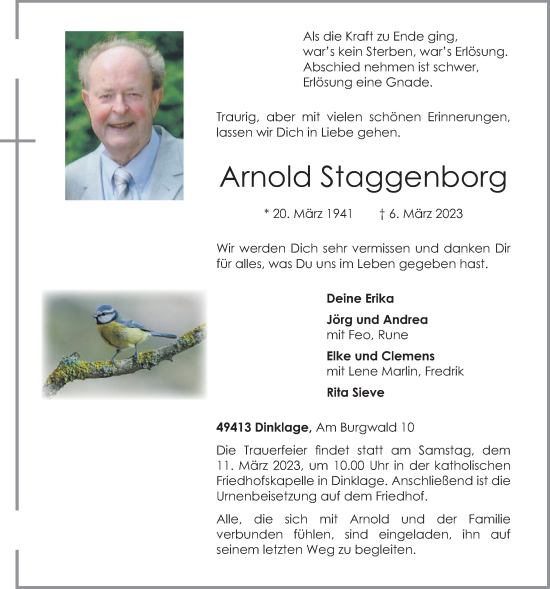 Anzeige von Arnold Staggenborg von OM-Medien