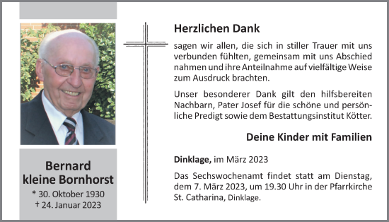 Anzeige von Bernard kleine Bornhorst von OM-Medien