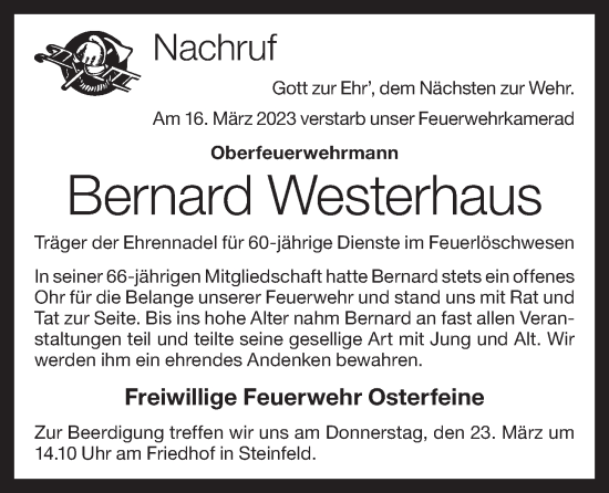 Anzeige von Bernard Westerhaus von OM-Medien