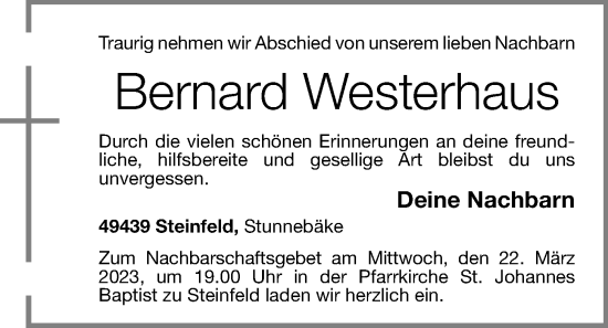Anzeige von Bernard Westerhaus von OM-Medien
