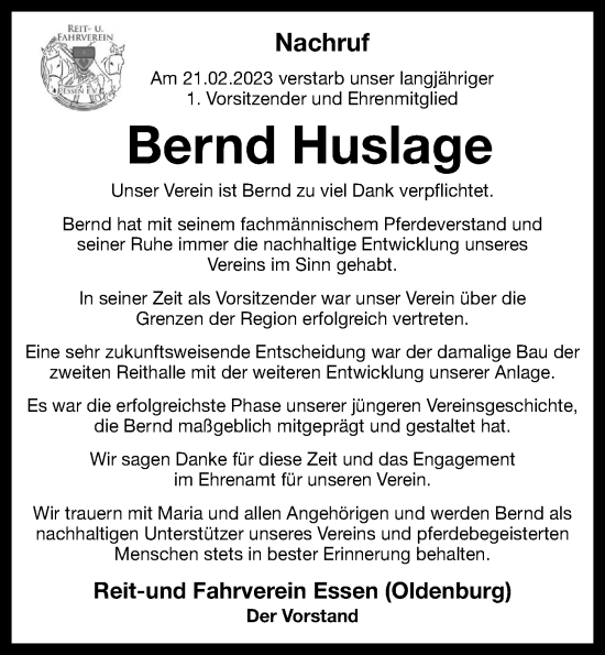 Anzeige von Bernd Huslage von OM-Medien