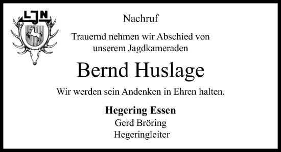 Anzeige von Bernd Huslage von OM-Medien