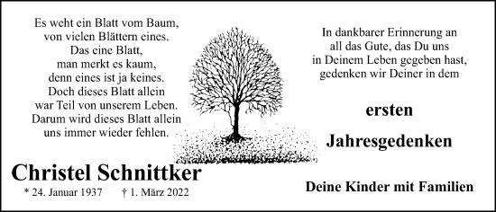 Anzeige von Christel Schnittker von OM-Medien