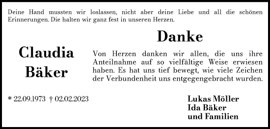 Anzeige von Claudia Bäker von OM-Medien