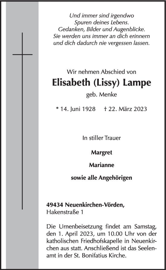 Anzeige von Elisabeth Lampe von OM-Medien
