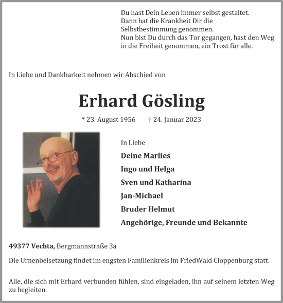 Anzeige von Erhard Gösling von OM-Medien