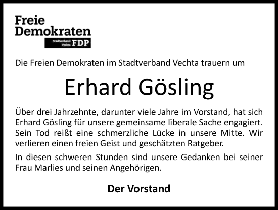 Anzeige von Erhard Gösling von OM-Medien