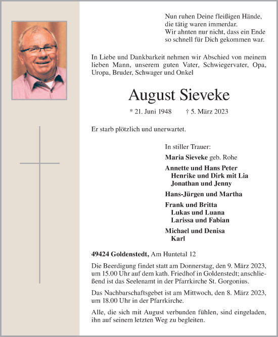 Anzeige von Erika Sieveke von OM-Medien