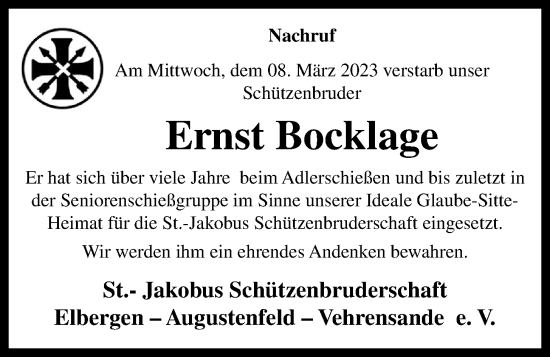 Anzeige von Ernst Bocklage von OM-Medien