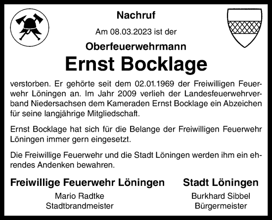 Anzeige von Ernst Bocklage von OM-Medien