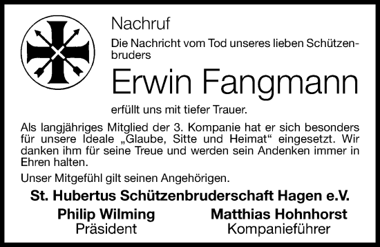 Anzeige von Erwin Fangmann von OM-Medien