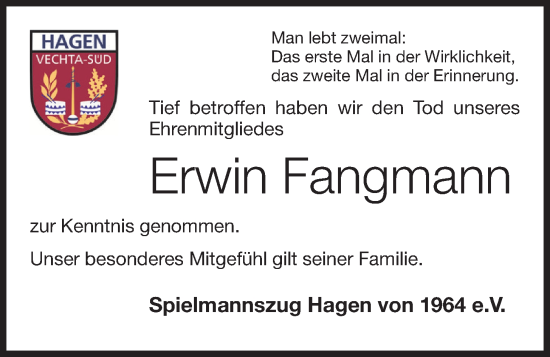 Anzeige von Erwin Fangmann von OM-Medien