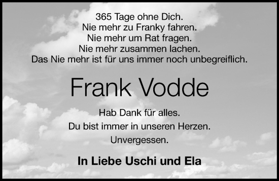 Anzeige von Frank Vodde von OM-Medien