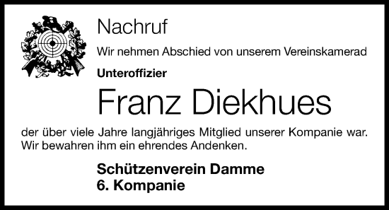 Anzeige von Franz Diekhues von OM-Medien
