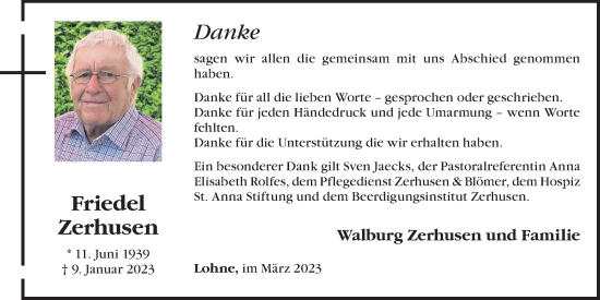 Anzeige von Friedel Zerhusen von OM-Medien