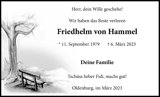 Anzeige von Friedhelm von Hammel von OM-Medien