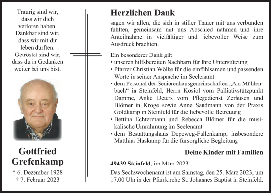Anzeige von Gottfried Grefenkamp von OM-Medien