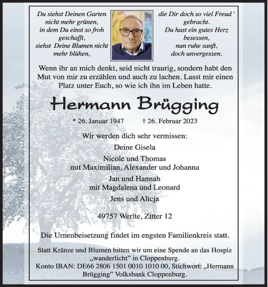 Anzeige von Hermann Brügging von OM-Medien