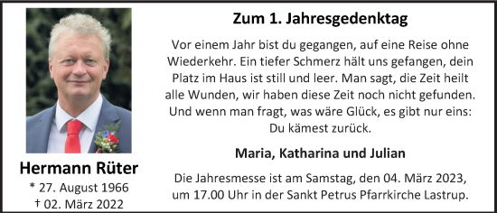 Anzeige von Hermann Rüter von OM-Medien