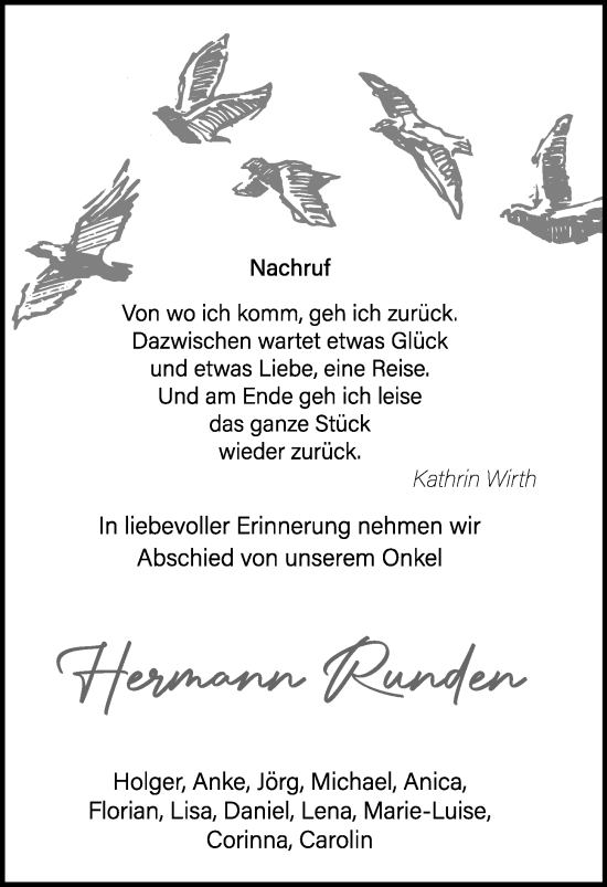 Anzeige von Hermann Runden von OM-Medien