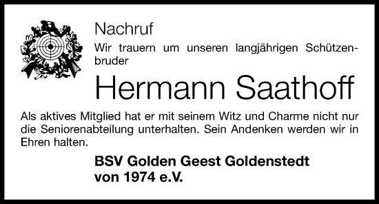 Anzeige von Hermann Saathoff von OM-Medien