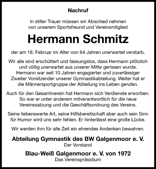 Anzeige von Hermann Schmitz von OM-Medien