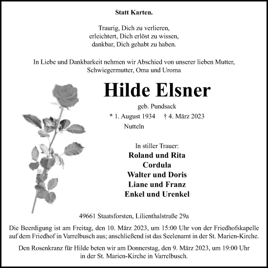 Anzeige von Hilde Elsner von OM-Medien