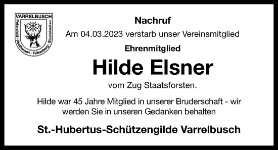 Anzeige von Hilde Elsner von OM-Medien