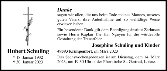 Anzeige von Hubert Schuling von OM-Medien