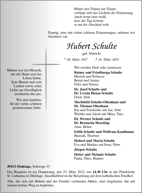 Anzeige von Hubert Schulte von OM-Medien