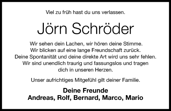 Anzeige von Jörn Schröder von OM-Medien
