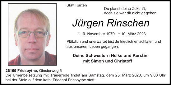 Anzeige von Jürgen Rinschen von OM-Medien