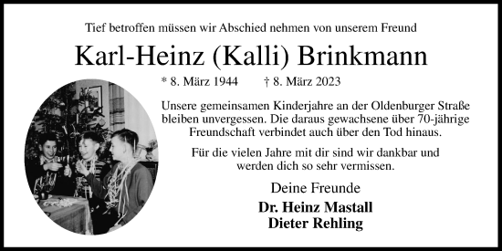 Anzeige von Karl-Heinz Brinkmann von OM-Medien