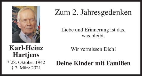 Anzeige von Karl-Heinz Hartjens von OM-Medien