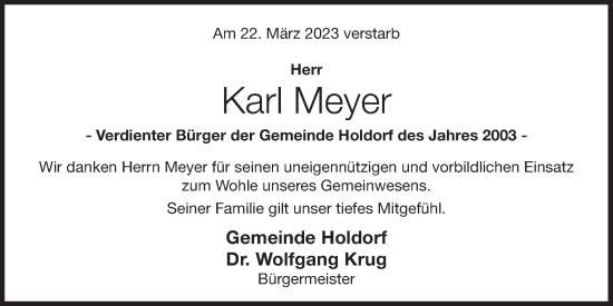 Anzeige von Karl Meyer von OM-Medien