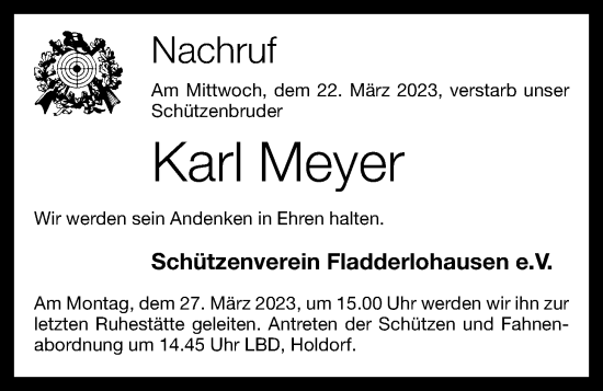 Anzeige von Karl Meyer von OM-Medien