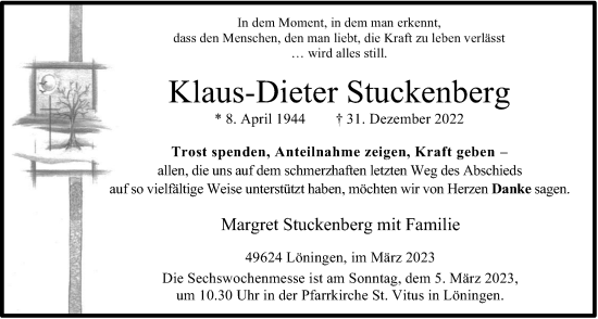 Anzeige von Klaus-Dieter Stuckenberg von OM-Medien