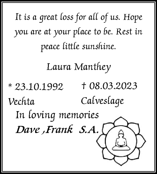 Anzeige von Laura Manthey von OM-Medien