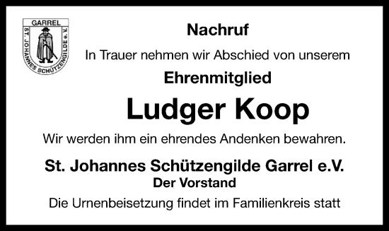 Anzeige von Ludger Koop von OM-Medien