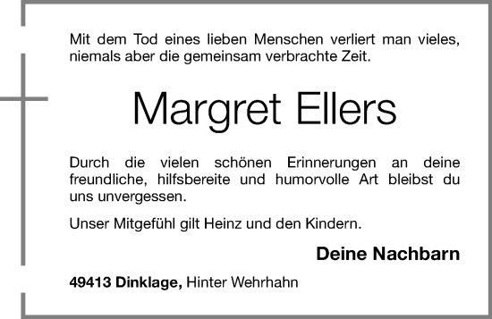 Anzeige von Margret Ellers von OM-Medien