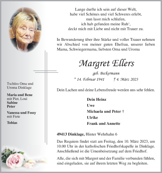 Anzeige von Margret Ellers von OM-Medien