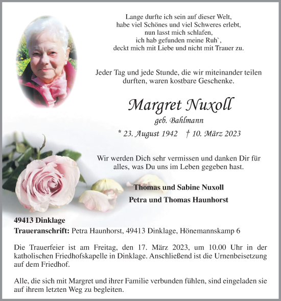 Anzeige von Margret Nuxoll von OM-Medien