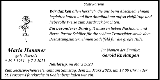 Anzeige von Maria Hammer von OM-Medien