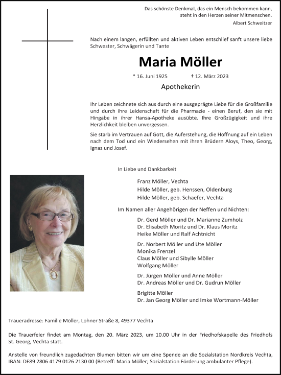 Anzeige von Maria Möller von OM-Medien