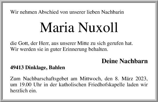 Anzeige von Maria Nuxoll von OM-Medien