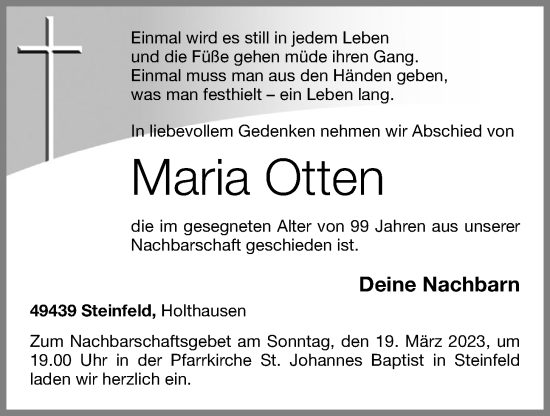 Anzeige von Maria Otten von OM-Medien